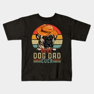 Vintage Best Dog Dad Ever Retro Headband Funny Father's Day Kids T-Shirt